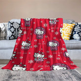 Aperturee - Custom Name Red Cute Cartoon Cats Snowflake Blanket
